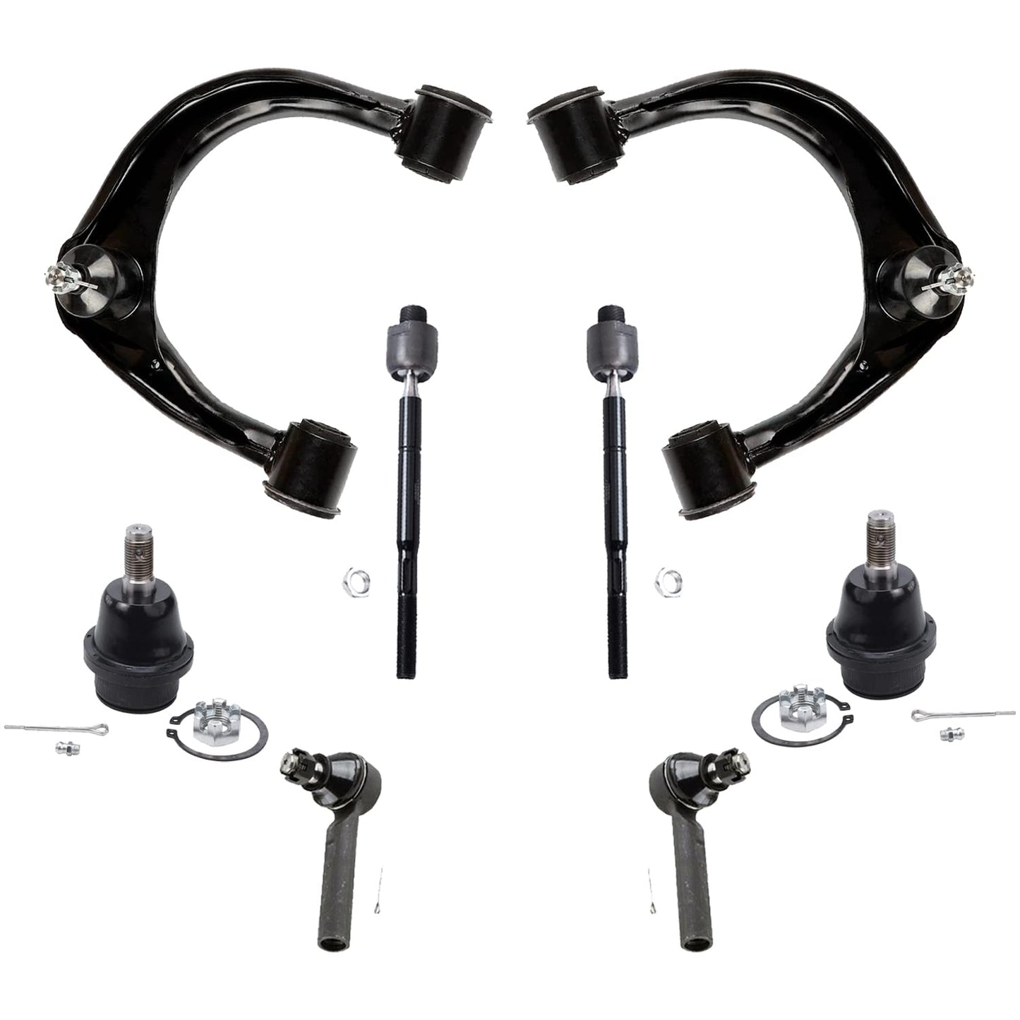 Detroit Axle - 8pc Front End Suspension Kit for 2003-2009 Toyota 4Runner FJ Cruiser Lexus GX470 2 Upper Control Arms w/Ball Join
