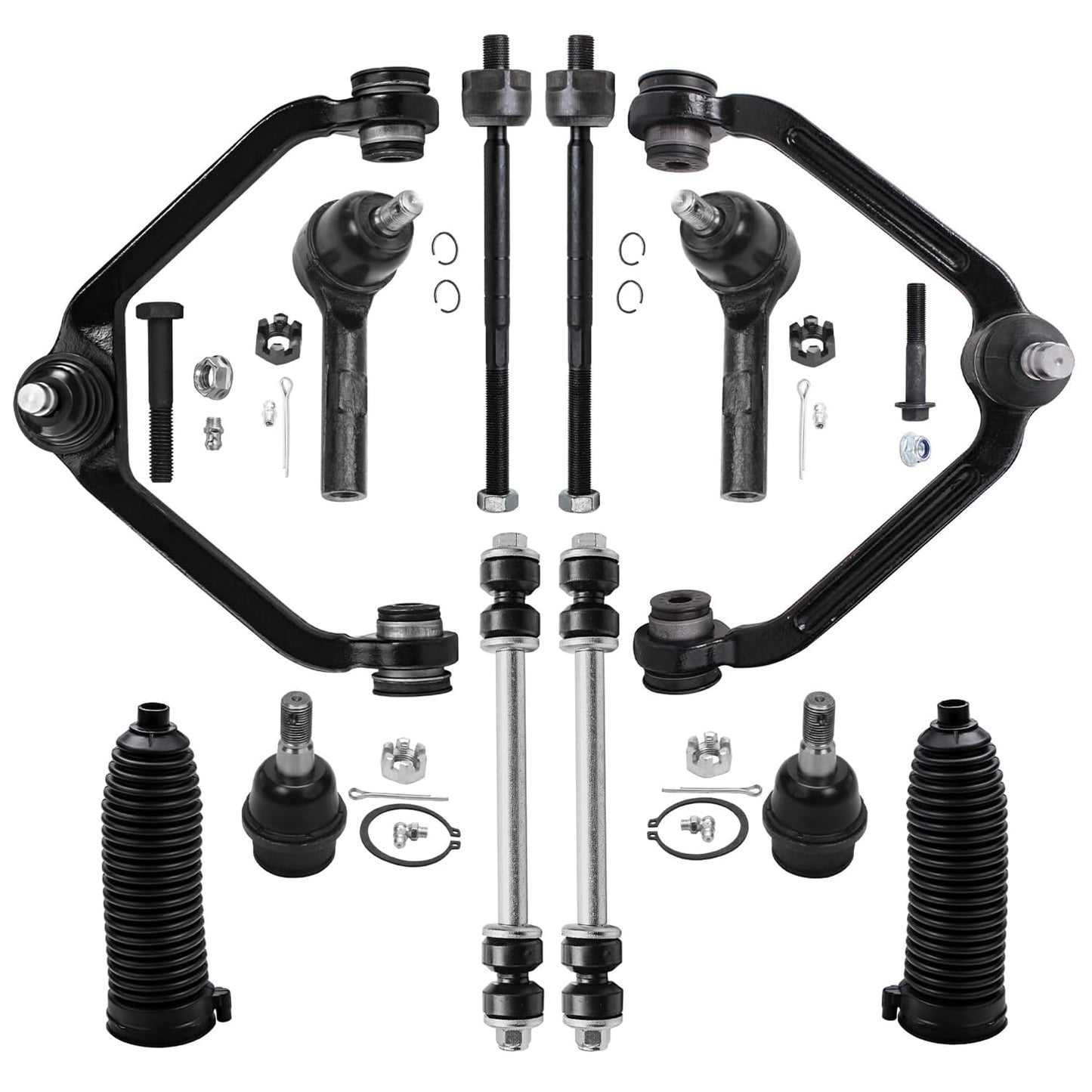 Detroit Axle - Front End 12pc Suspension Kit for Ford Ranger Mazda B3000 B4000, 2 Upper Control Arms 2 Lower Ball Joints Inner &