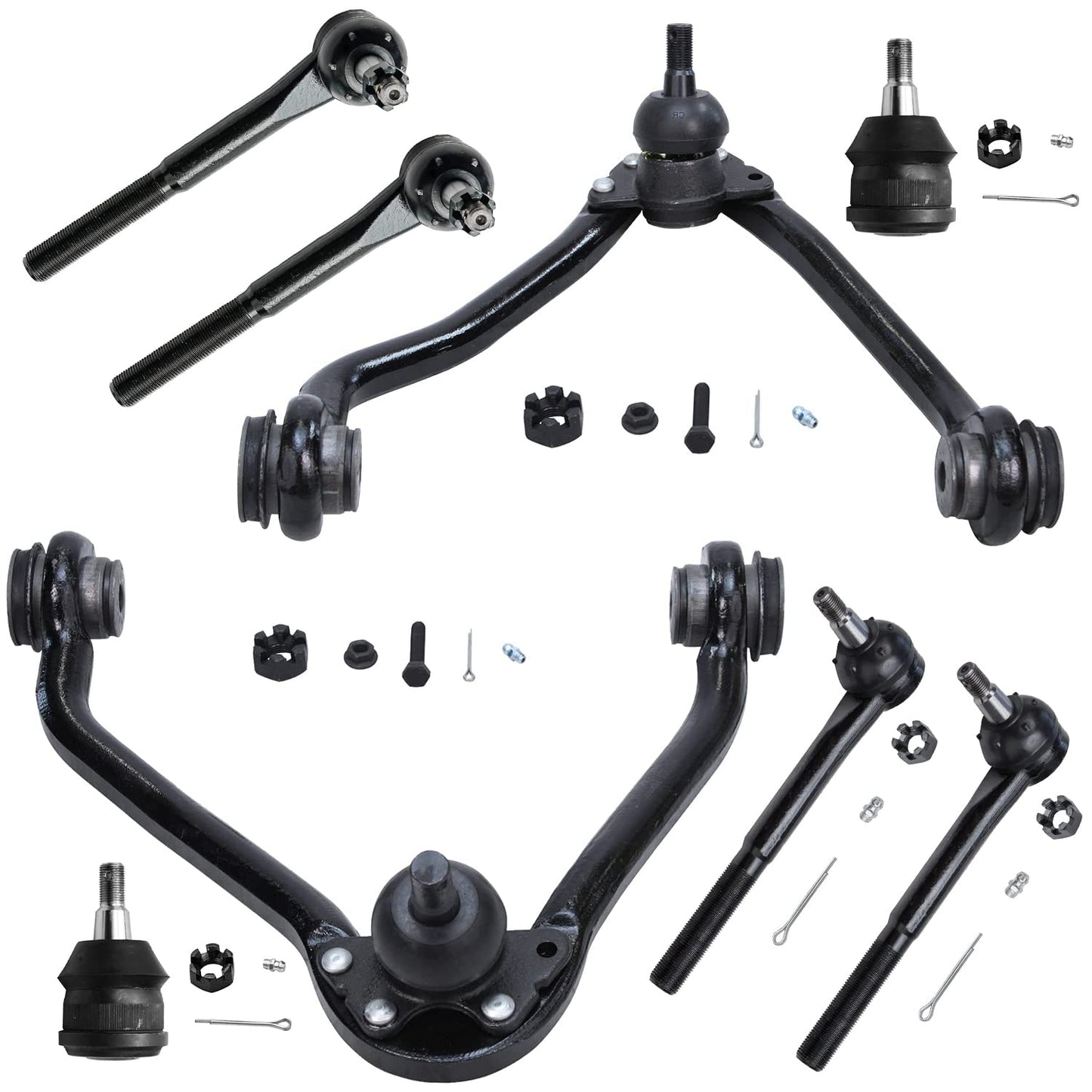 Detroit Axle - 8pc Front End Control Arms Kit for Chevy GMC C1500 C2500 Suburban C3500 Savana Express 2500 3500, 2 Upper Control