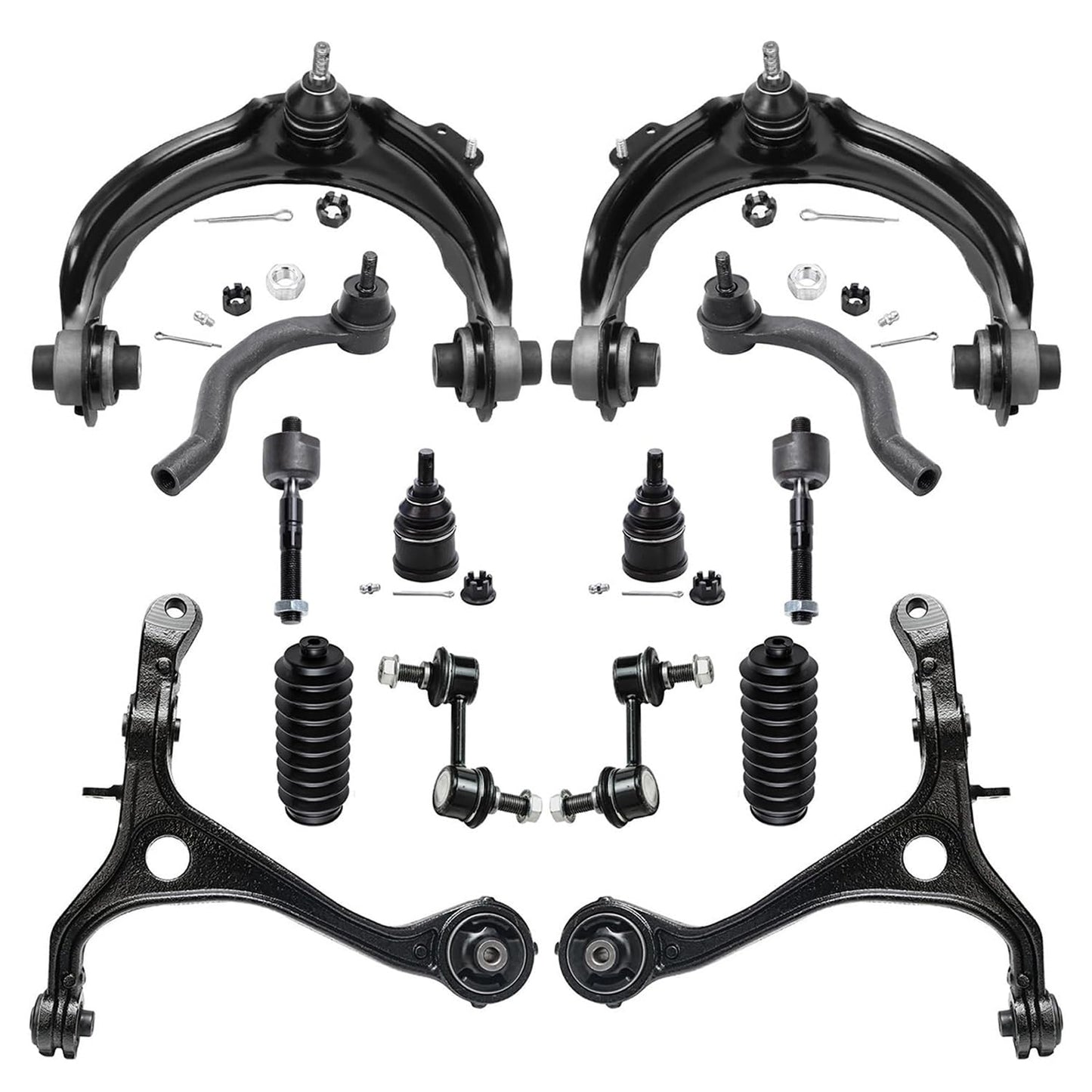 Detroit Axle - Front 14pc Suspension Kit for 2003-2007 Honda Accord 2004 2005 2006, 2 Lower Control Arms 2 Upper Control Arms w/