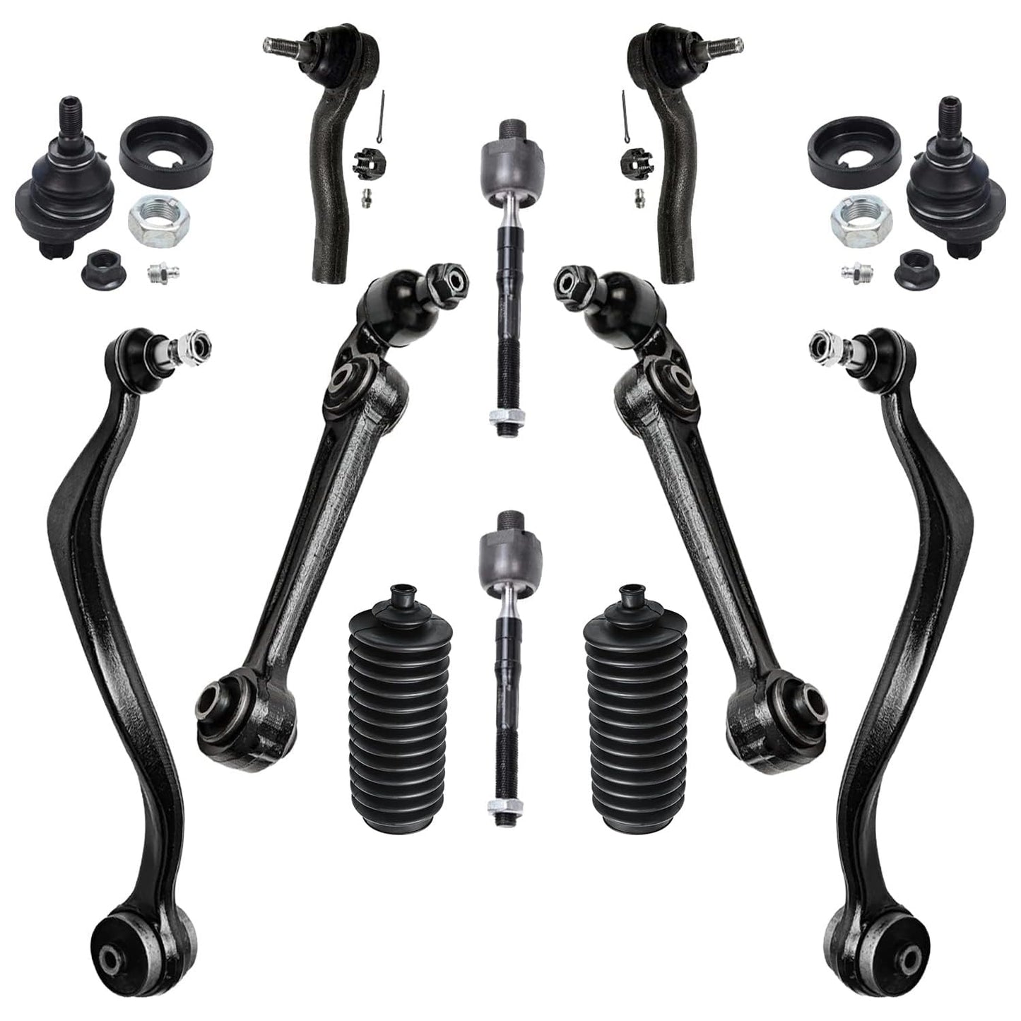 Detroit Axle - 12pc Front End Kit for 2007-2012 Ford Fusion Lincoln MKZ, 2007-2009 Mercury Milan, Lower Forward & Rearward Contr