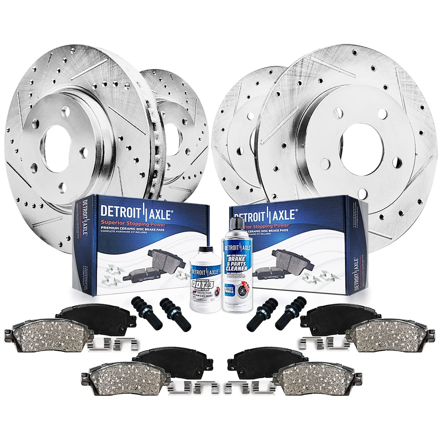 Detroit Axle - Brake Kit for 2005-2009 Subaru Outback, 2006-2009 Legacy Replacement Drilled & Slotted Brake Rotors 2007 2008 Cer