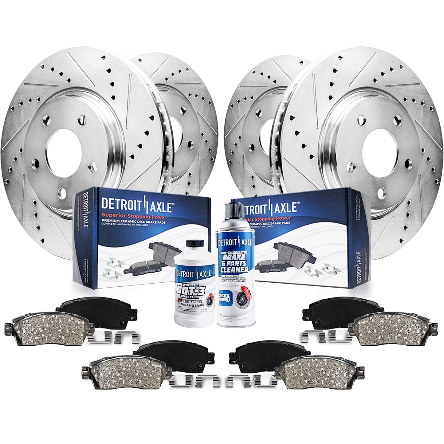 Detroit Axle - 2.0L Brake Kit for 2012 2013 Buick Regal [GS], Drilled & Slotted Disc Brake Rotors Ceramic Brakes Pads: 13.98 inc